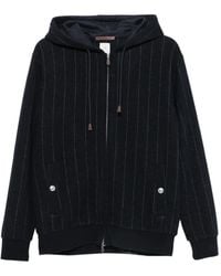 Eleventy - Pinstripe-Pattern Zip-Up Hoodie - Lyst