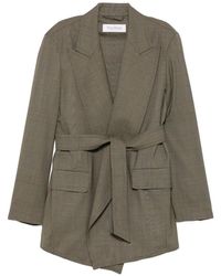 Max Mara - Check-Pattern Belted Jacket - Lyst