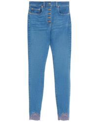 Valentino Garavani - Lace-Trim Button-Fly Jeans - Lyst