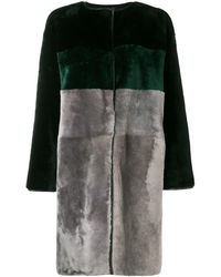 Herno Manteau bicolore en peau de mouton retournée - Gris