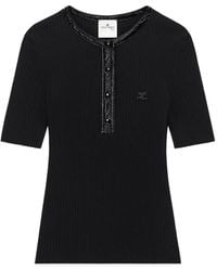 Courreges - Vinyl-Trim Ribbed-Knit T-Shirt - Lyst