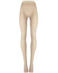 Wolford - Floral-Pattern Sheer-Opaque Tights - Lyst