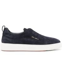 Santoni - Blaue Slip-On-Sneakers Für Herren Aus Wildleder, Größe - Lyst