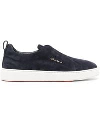 Santoni - Minimalist Trainers With Soft Suede Finish - Lyst
