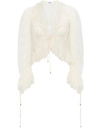 Chloé - Blouse Met V-Hals En Ruches - Lyst