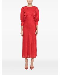 Nissa - Puff-Sleeve Midi Dress - Lyst