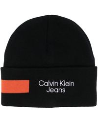Calvin Klein - Bonnet en maille à logo brodé - Lyst