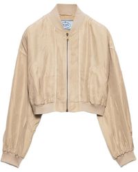 Prada - Cropped Old-Silk Bomber Jacket - Lyst