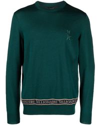 Billionaire - Ls Logo-embroidered Wool-silk Jumper - Lyst
