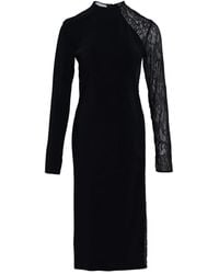 Stella McCartney - Miracle Crêpe Midi-Jurk Met Kanten Afwerking - Lyst