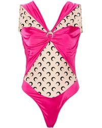 Marine Serre - Logo-Plaque Panelled Bodysuit - Lyst
