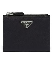 Prada - Triangle-Logo Saffiano Leather Wallet - Lyst