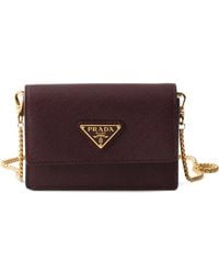 Prada - Leather Shoulder-Strap Card Holder - Lyst