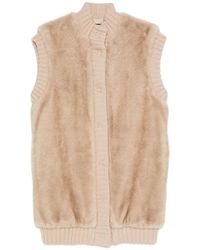 Pinko - Faux-Fur Knitted Gilet - Lyst