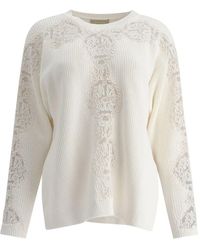 Elie Saab - Knit Top With Lace Inserts - Lyst