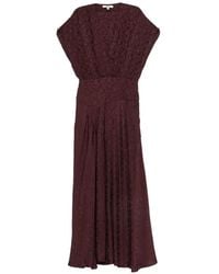 Maje - Floral-Jacquard V-Neck Dress - Lyst