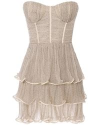 Elisabetta Franchi - Crepon Mini Dress With Micro-Polka Dot Print - Lyst