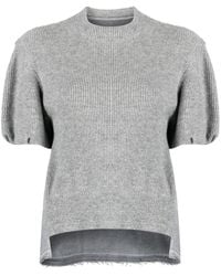 Sacai - Ribbed-knit Panelled Wool T-shirt - Lyst