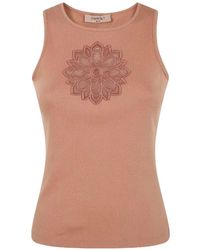 Twinset - Lace-Appliqué Ribbed Top - Lyst