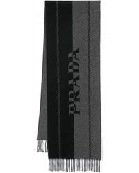 Prada - Intarsia Knit-logo Wool Scarf - Lyst