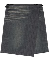 DIESEL - Printed Pinstripe Skirt In Virgin Wool - Lyst