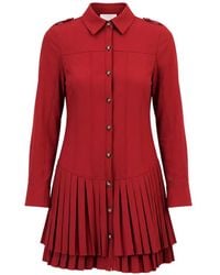 Cinq À Sept - Dalissa Pleated-Skirt Button-Up Mini Dress - Lyst