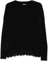 ERMANNO FIRENZE - Lace-Trimmed Ribbed-Sleeve Sweater - Lyst