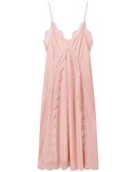 Stella McCartney - Robe Mi-Longue En Soie À Bords En Dentelle - Lyst