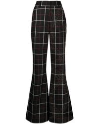 Elie Saab - Check-pattern Stud-embellished Flared Trousers - Lyst