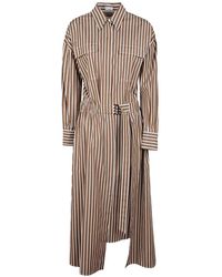 Brunello Cucinelli - Striped Midi Shirt Dress - Lyst