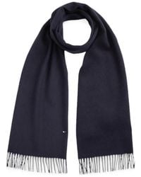 Tommy Hilfiger - Fringed Logo-Plaque Scarf - Lyst