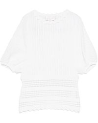 Genny - Scallop-Trim Short-Sleeve Sweater - Lyst