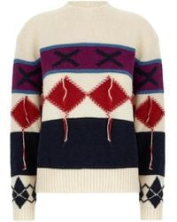 Iceberg - Diamond-Patterned Round-Neck Sweater - Lyst