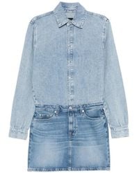 7 For All Mankind - Faded-Effect Long-Sleeve Dress - Lyst