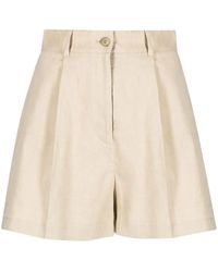 Pinko - Linen-blend High-waisted Shorts - Lyst