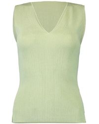 Victoria Beckham - Ribbed V-Neck Top - Lyst