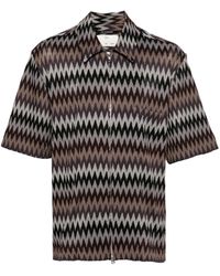 Song For The Mute - Chevron-knit Zip-up Shirt - Lyst