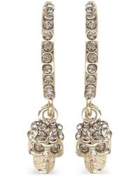 McQueen - Totenkopf-Creolen Mit Kristallen - Lyst
