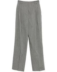 Alberta Ferretti - Herringbone-Pattern Belt-Loop Trousers - Lyst