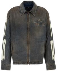 Amiri - Skeltal Denim Jack Met Applicatie - Lyst