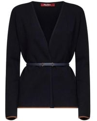 Max Mara - Mstdente Belted V-Neck Cardigan - Lyst