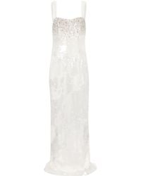 Dina Melwani - Robe Longue Ornée De Cristaux À Sequins - Lyst