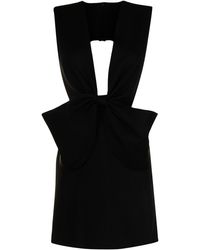 Isabel Sanchis Bow-detail Plunge V-neck Dress - Black