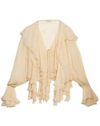 Blumarine - Ruffled Crepe-De-Chine Blouse - Lyst