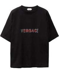 Versace - T-Shirt En Jersey De Coton Avec Logo Brodé - Lyst