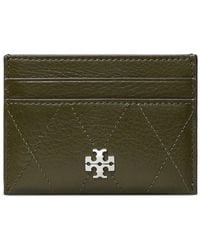 Tory Burch - Charlie Quilted Logo-Plaque Cardholder - Lyst