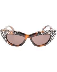 Gucci - Crystal-Embellished Double G Sunglasses - Lyst