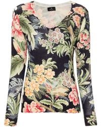 Etro - Pull En Maille À Fleurs - Lyst