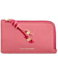 Maison De Sabre - Zip Pebbled Leather Card Holder - Lyst