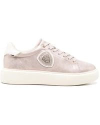 Blauer - Venus 01 Metallic-Effect Logo-Patch Leather Sneakers - Lyst
